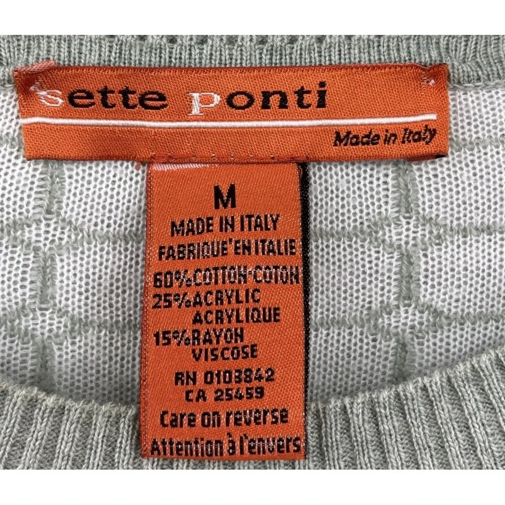 Sette Ponti Crew Neck Sweater Size Medium Green Made in Italy‎ Designer